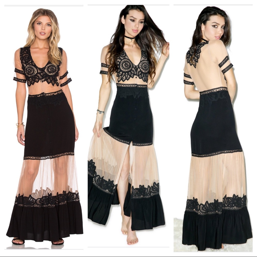 NWT For Love and Lemons Black Carmine Dress